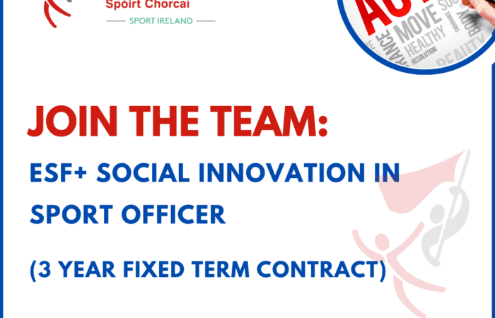 ESF+ Social Innovation in Sport Officer advert with Cork Sports Partnership.